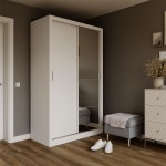 Ντουλάπα Linea Λευκή με καθρέφτη 120x60x215cm