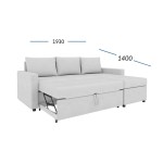 Consept Γωνιακός Καναπές Κρεβάτι με Αναστρέψιμη Γωνία & Αποθηκευτικό Χώρο Γκρι 218x153x80cm
