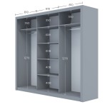 Ντουλάπα Grandio Γκρι 250x60x215cm Ντουλάπα Grandio Γκρι 250x60x215cm