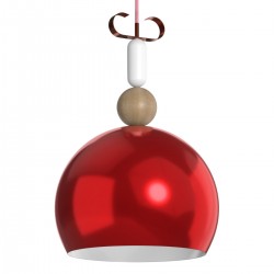 Φωτιστικό Κρεμαστό Μονόφωτο Μεταλλικό Κόκκινο Γυαλιστερό με λευκό Ε27 35Χ35Χ150cm DD-AL-0210