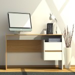 Γραφείο 120x55x75, Λευκό - με Φυσικό, Μοντέρνα Σχεδίαση με Συρτάρια TO-DESKHO2S