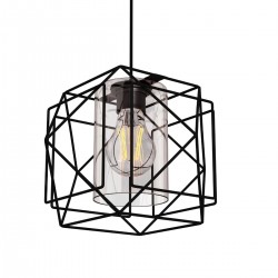 Κρεμαστό Φωτιστικό Multi Mονόφωτο Μαύρο με Γυαλί Μεταλλικό Ε27 25*25*70cm MEC-1769F1BLACK