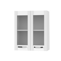CHARLOTΤE Πάνω Ντουλάπι Με Τζάμι 60x30.5x71.8εκ με μεταλλικά χερούλια Λευκό SO-CV60GW
