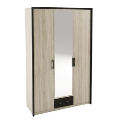 Ντουλάπα Scarlet 3D 136x58x212cm Με Καθρέπτη και MDF Διακόσμηση, Sonoma-Wenge SO-SCARLET3D
