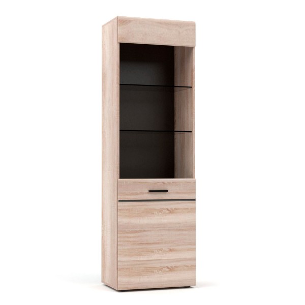 Βιτρίνα Solo 60x41x197cm Sonoma με λεπτομέρειες Wenge και MDF καμπυλωτό τελείωμα TO-SOLO1WHIGH