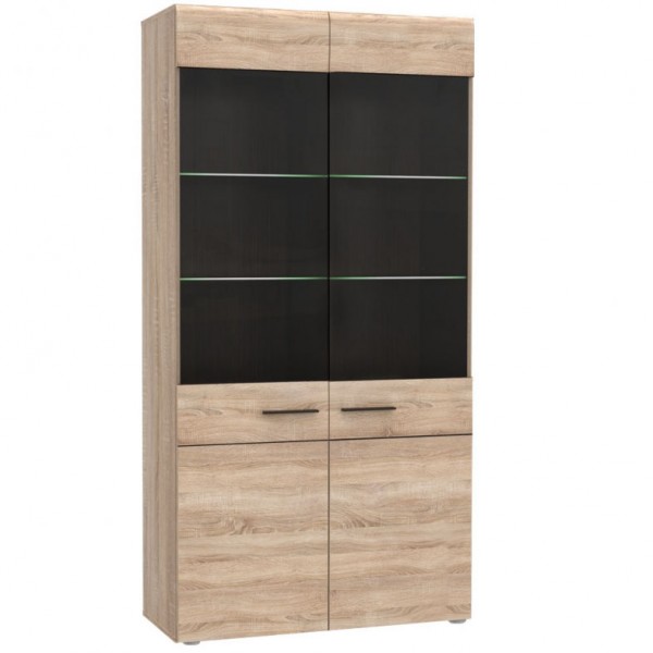 Βιτρίνα Solo 100x41x197cm Sonoma με Wenge και MDF Καμπυλωτό τελείωμα στις πόρτες TO-SOLO2W