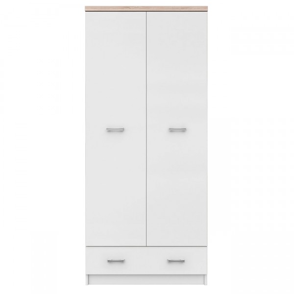 Ντουλάπα Top Mix 80x57x183cm Λευκή με Sonoma, και ένα συρτάρι TO-TOP2D1S80W