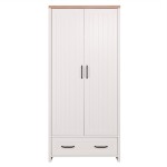 VERNE ΝΤΟΥΛΑΠΑ 88.8x53.1x191.6cm χρώμα Λευκό/Φυσικός Δρυς. TO-VERNESZF2D1S