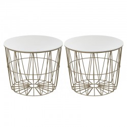 INART S/2 TΡΑΠΕΖΙ ΞΥΛΙΝΟ/ΜΕΤΑΛΛΙΚΟ ΜΕ ΑΠΟΘΗΚΕΥΤΙΚΟ ΧΩΡΟ ΛΕΥΚΟ/ΧΡΥΣΟ 50Χ50Χ42 3-50-013-0013