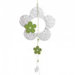 Inart Διακοσμητικό Κρεμαστό Λουλούδι Εκρού/Πράσινο 30x30/90 3-70-801-0008