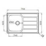 Pyramis Athena 1B 1D Ανοξείδωτος Νεροχύτης 79x50 Αντιστρεφόμενος Ένθετος Σατινέ 100178701