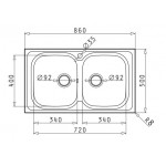 Pyramis Amaltia 86x50 2B Ανοξείδωτος Νεροχύτης Ένθετος Σαγρέ 107121201