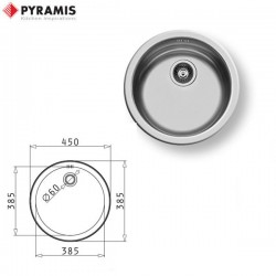 Pyramis CR Φ45 Ανοξείδωτος Νεροχύτης Ένθετος Σατινέ 100034001