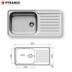 Pyramis Space Plus 96x48 1B 1D Ανοξείδωτος Νεροχύτης Αντιστρεφόμενος Λείος Ένθετος 108716701