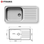 Pyramis Space Plus 96x48 1B 1D Ανοξείδωτος Νεροχύτης Αντιστρεφόμενος Σαγρέ Ένθετος 108722601