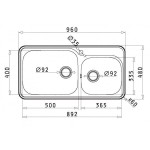 Pyramis Space Plus 96x48 2B Ανοξείδωτος Νεροχύτης Σαγρέ Ένθετος Με 2 Γούρνες 108722901