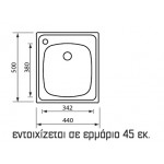 Sanitec Mondial 11934 (44x50) Ανοξείδωτος Νεροχύτης Ένθετος Σατινέ