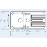 Sanitec Atlantic 10645 Ανοξείδωτος Νεροχύτης 100x50 Ένθετος Λείος