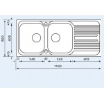 Sanitec Atlantic 10697 (116 x 50) ΣΑΓΡΕ ένθετος νεροχύτης αντιστρεφόμενος