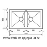 Sanitec Punto Quadra 10904 (86 x 50) ΣΑΤΙΝΕ νεροχύτης