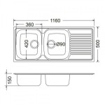 Fortinox Valley 25210 Νεροχύτης Ανοξείδωτος 116x50