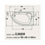 Sanitec Claudia 505 R Δεξιά Η L Αριστερη 165 x 95 cm Ακρυλική Μπανιέρα