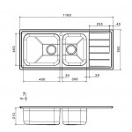 Apell Linear 8516 Ανοξείδωτος Νεροχύτης Αντιστρεφόμενος Ένθετος 116x50 Λείος