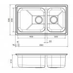 Apell Linear 8520 Ανοξείδωτος Νεροχύτης Ένθετος 86x50 Λείος