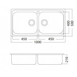 Apell Linear 8540 Ανοξείδωτος Νεροχύτης 100x50 Ένθετος με 2 Γούρνες Λείος