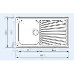 Sanitec Cometa 11413 Ανοξείδωτος Νεροχύτης Ένθετος 86x50 Σατινέ