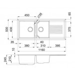 Elleci Tekno 500 Νεροχύτης Γρανίτης 116x50 Σειρά Granitek LGT500