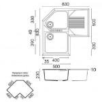 ΝΕΡΟΧΥΤΗΣ Γρανιτένιος Elleci Tekno Corner 100x50 Σειρά METALTEK