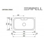 Apell Criteria CR860 Ανοξείδωτος Νεροχύτης Ένθετος 86x51 Λείος