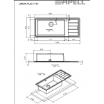 Apell Linear Plus LNP1161 Ανοξείδωτος Νεροχύτης 116x50 με Ποδιά Δεξιά και 1 Γούρνα