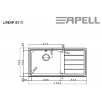 Apell Linear 8515 Ανοξείδωτος Νεροχύτης 100x50 με 1 Γούρνα και Ποδιά Δεξιά