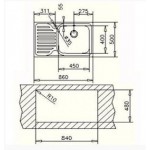 Pyramis Dorian 86x50 1B 1D Ανοξείδωτος Νεροχύτης Αντιστρεφόμενος Ένθετος Λείος 105060201