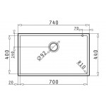 Pyramis Tetragon 70x40 1B Υποκαθήμενος Νεροχύτης από Συνθετικό Γρανίτη Iron Grey 070068811