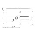 Pyramis Pyragranite Athlos Plus 86x50 1B 1D Carbon Νεροχύτης από Συνθετικό Γρανίτη Αντιστρεφόμενος Ένθετος 070070711