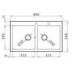 Pyramis Pyragranite Athlos 86x50 2B Νεροχύτης από Συνθετικό Γρανίτη Ένθετος 070071311