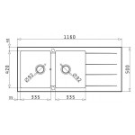 Pyramis Pyragranite Athlos 116x50 2B 1D Νεροχύτης από Συνθετικό Γρανίτη Αντιστρεφόμενος Ένθετος 070039711