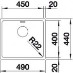 Blanco Andano 450 U 49x44 cm Υποκαθήμενος Νεροχύτης Λείος Inox