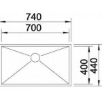 Blanco Zerox 700 U 74x44 cm Υποκαθήμενος Νεροχύτης Λείος Inox