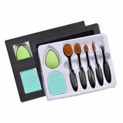 OVAL BRUSH SET & BEAUTY BLENDER SPONGE ΣΕΤ ΜΑΚΙΓΙΑΖ 7 ΤΕΜΑΧΙΩΝ