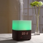 Συσκευή αρωματοθεραπείας Aroma Diffuser CJ-501, Φωτισμό, Ηχείο Bluetooth & Ρολόι-Ξυπνητήρι Καφέ Σκού