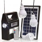 Ηλιακό Πακέτο Φωτισμού με Πάνελ, Φορτιστή και 3 λάμπες με Ραδιόφωνο FM/ MP3  GDPLUS GD-8216
