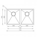 Sanitec Filo Quadra 11909 (77x45x19) Ανοξείδωτος Νεροχύτης Αντιστρεφόμενος