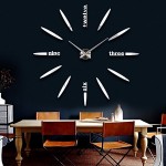 Μεγάλο Ρολόι Τοίχου 3D Stickers Mirror FAS1 Modern DIY Large Wall Clock Silver -Do it yourself 70-120cm