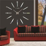 Μεγάλο Ρολόι Τοίχου 3D Stickers Mirror FAS1 Modern DIY Large Wall Clock Silver -Do it yourself 70-120cm