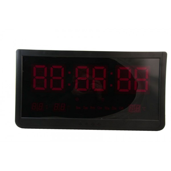 Ρολόι-Θερμόμετρο-Ημερολόγιο τοίχου Led JH-4825, 48 cm x 25 cm x 3cm