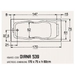 SANITEC DIANA 539 Ευθύγραμμη Ακρυλική Μπανιέρα 170x75x60cm